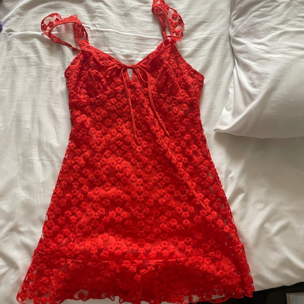 Lulus Red Floral Dress
